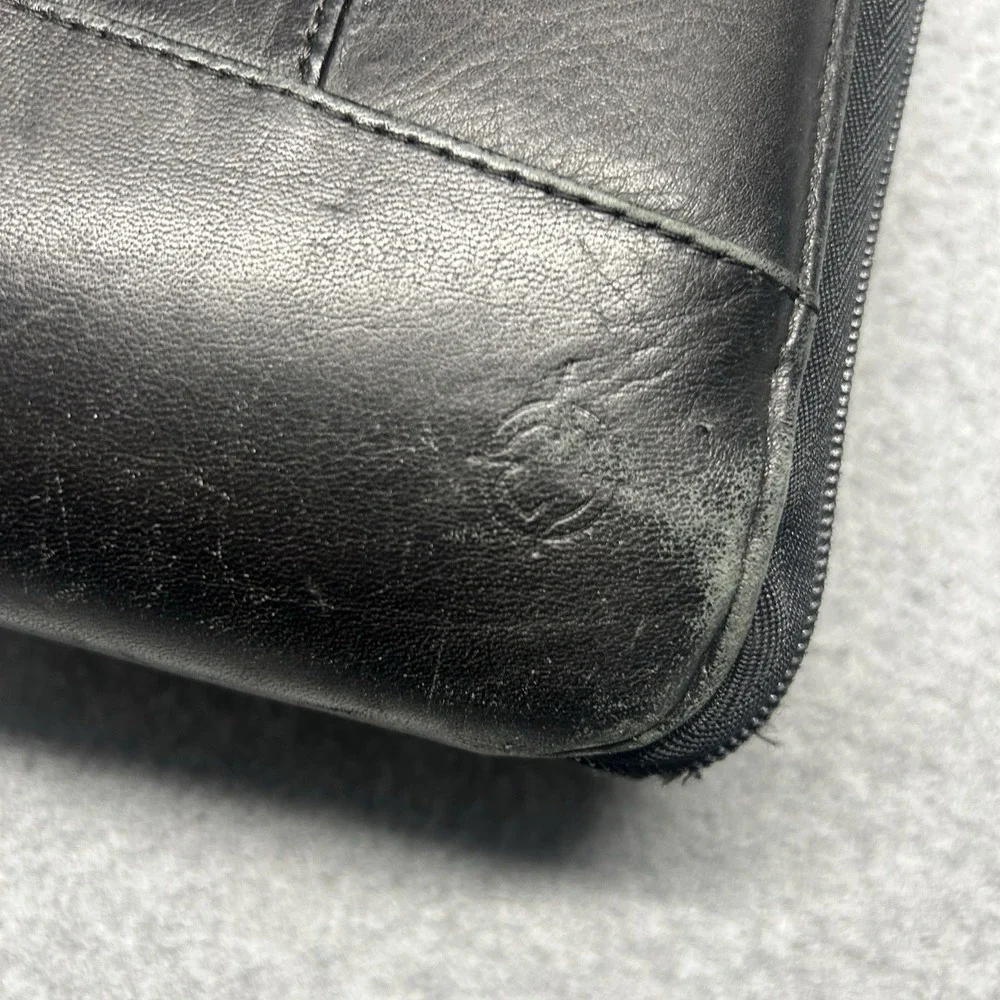 Franklin Covey Leather Vintage Planner Space-maker Zipper Binder Black